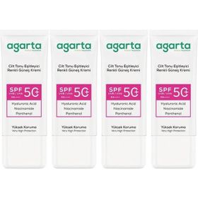 Agarta Cilt Tonu Eşitleyici 4x50 ml Renkli Kapatıcı Etkili SPF+50 Güneş Kremi