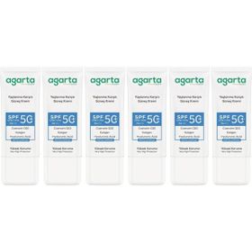 Agarta Collagen Destekli SPF+50 6x50 ml Yaşlanma Karşıtı Yüz Güneş Kremi