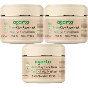 Agarta Doğal 3x150 ml Yeşil Kil Yüz Maskesi