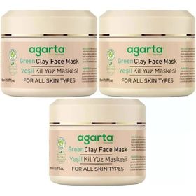 Agarta Doğal 3x150 ml Yeşil Kil Yüz Maskesi