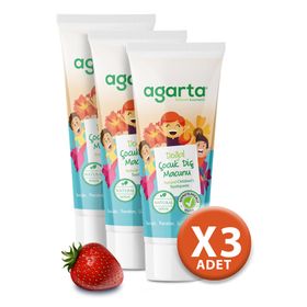 Agarta Doğal Florürsüz Çilekli 3x75 ml Çocuk Diş Macunu