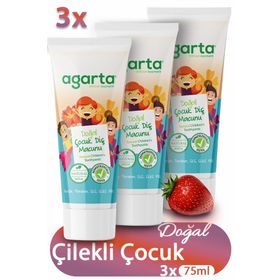 Agarta Doğal Florürsüz Çilekli 3x75 ml Çocuk Diş Macunu