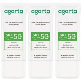 Agarta Leke Karşıtı Aydınlatıcı SPF+50 3x50 ml Yüz Güneş Kremi