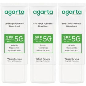 Agarta Leke Karşıtı Aydınlatıcı SPF+50 3x50 ml Yüz Güneş Kremi