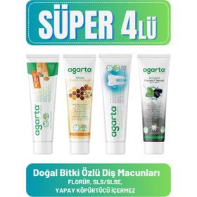 Agarta Misvak 100 ml + Propolis 100 ml + Bitki Özlü 100 ml ve Karbon 100 ml Doğal Diş Macunları