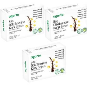 Agarta Saç Dökülmesine Karşı 3x150 gr El Yapımı Doğal Sabun