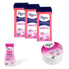 Agiss Roll-On Hassas Ciltler İçin Sir Ağda 100 ml + Bez 10 m + Yağ 5'li Set