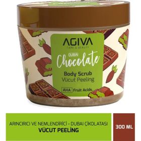 Agiva Dubai Çikolatası Arındırıcı Nemlendirici Pürüzsüzleştirici Aha Meyve Asitli 300 ml Vücut Peeling