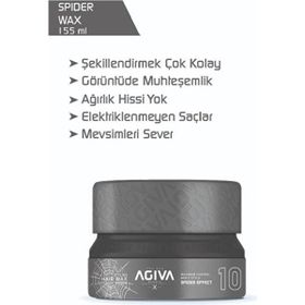 Agiva Hair Wax 155 ml Spıder Effect Parlak Görünümlü Yüksek Tutuş Saç Şekillendirirci