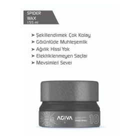 Agiva Hair Wax 155 ml Spıder Effect Parlak Görünümlü Yüksek Tutuş Saç Şekillendirirci