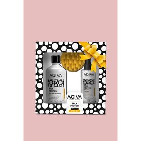 Agiva Milk Protein Şampuan 500 ml & Saç Bakım Sütü 200 ml & Masaj Tarağı 3'lü Set