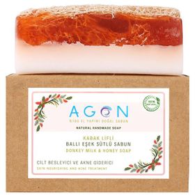 Agon 120 gr El Yapımı Kabak Lifli Ballı Eşek Sütü Doğal Katı Sabun