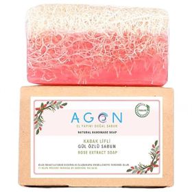 Agon El Yapımı Doğal Kabak Lifli Gül Özlü 120 gr Sabun