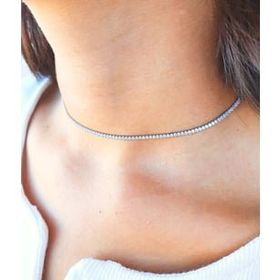 Agora Silver 925 Ayar Gümüş Beyaz Taşlı Choker Su Yolu Kolye