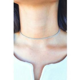 Agora Silver 925 Ayar Gümüş Beyaz Taşlı Choker Su Yolu Kolye