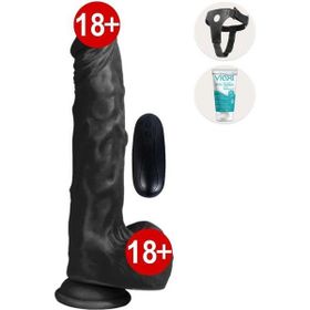 Agorshop Dildo Series Xs 21 cm Titreşimli Realistik Zenci Strapon Kemerli Penis