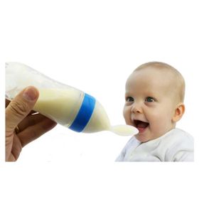 Agubugu Baby AGU-058 Mavi Kaşıklı Mama Biberonu