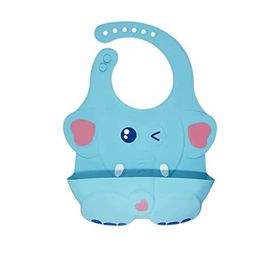 Agubugu Baby Kabartmalı Figürlü Cepli Silikon Mavi Mama Önlüğü