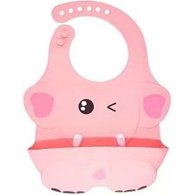 Agubugu Baby Kabartmalı Figürlü Cepli Silikon Pembe Mama Önlüğü