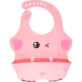 Agubugu Baby Kabartmalı Figürlü Cepli Silikon Pembe Mama Önlüğü