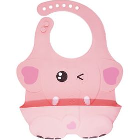 Agubugu Baby Kabartmalı Figürlü Cepli Silikon Pembe Mama Önlüğü