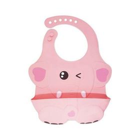 Agubugu Baby Kabartmalı Figürlü Cepli Silikon Pembe Mama Önlüğü
