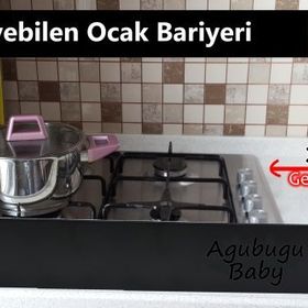 Agubugu Baby Siyah 38 x 77 cm Isıya Dayanıklı Genişleyebilen Ocak Bariyeri