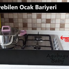 Agubugu Baby Siyah 38 x 77 cm Isıya Dayanıklı Genişleyebilen Ocak Bariyeri