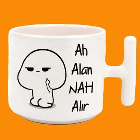 Ah Alan Nah Alır Espirili Baskılı Tkulplu Latte Kupa Bardak