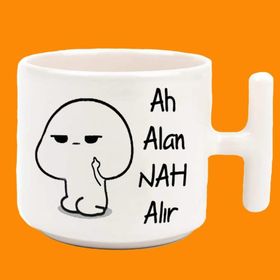 Ah Alan Nah Alır Espirili Baskılı Tkulplu Latte Kupa Bardak