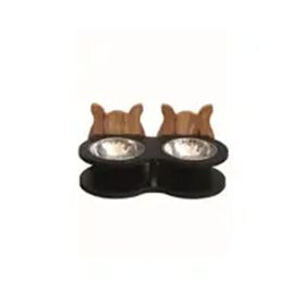 Ahşap Çelik Kaseli Kedi Mama ve Su Kabı