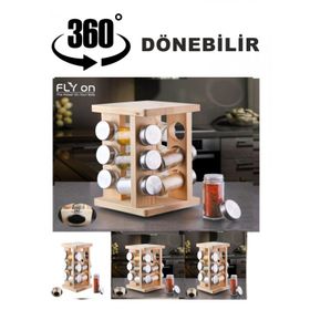 Ahşap Standlı Bambu Cam Baharatlık