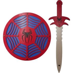 Ahtek ETİCSET117 Spider-Man Örümcek Adam Kalkanı ve Kılıcı 2'li Ahşap Oyuncak Seti