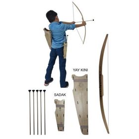 Ahtek ETİCSET129A Yay ve 5 Adet Ok ve Yay Kını ve Sadak Doğal Ahşap Ok Yay Seti