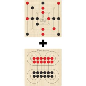 Ahtek ETİCSET207 Ahşap Surakarta ve 9 Taş Akıl Zeka Strateji ve Beceri Oyunları Seti