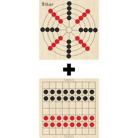 Ahtek ETİCSET209 Ahşap Dama ve Bihar Akıl Zeka Strateji ve Beceri Oyunları Seti
