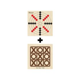 Ahtek ETİCSET211 Ahşap Tic-Tac-Toe ve Bihar Akıl Zeka Strateji ve Beceri Oyunları Seti