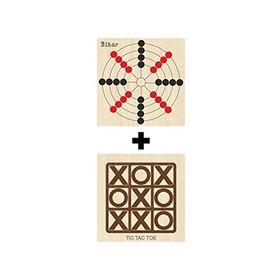 Ahtek ETİCSET211 Ahşap Tic-Tac-Toe ve Bihar Akıl Zeka Strateji ve Beceri Oyunları Seti