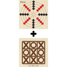 Ahtek ETİCSET211 Ahşap Tic-Tac-Toe ve Bihar Akıl Zeka Strateji ve Beceri Oyunları Seti