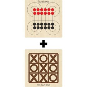 Ahtek ETİCSET213 Ahşap Tic-Tac-Toe ve Surakarta Akıl Zeka Strateji ve Beceri Oyunları Seti