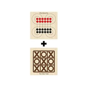 Ahtek ETİCSET213 Ahşap Tic-Tac-Toe ve Surakarta Akıl Zeka Strateji ve Beceri Oyunları Seti