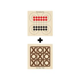 Ahtek ETİCSET213 Ahşap Tic-Tac-Toe ve Surakarta Akıl Zeka Strateji ve Beceri Oyunları Seti