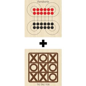 Ahtek ETİCSET213 Ahşap Tic-Tac-Toe ve Surakarta Akıl Zeka Strateji ve Beceri Oyunları Seti