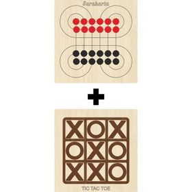 Ahtek ETİCSET213 Ahşap Tic-Tac-Toe ve Surakarta Akıl Zeka Strateji ve Beceri Oyunları Seti