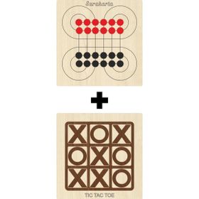 Ahtek ETİCSET213 Ahşap Tic-Tac-Toe ve Surakarta Akıl Zeka Strateji ve Beceri Oyunları Seti