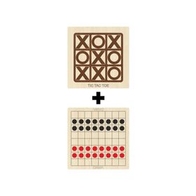 Ahtek ETİCSET214 Ahşap Dama ve Tic-Tac-Toe Akıl Zeka Strateji ve Beceri Oyunları Seti