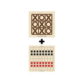 Ahtek ETİCSET214 Ahşap Dama ve Tic-Tac-Toe Akıl Zeka Strateji ve Beceri Oyunları Seti