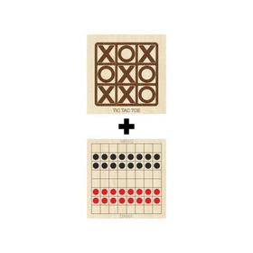 Ahtek ETİCSET214 Ahşap Dama ve Tic-Tac-Toe Akıl Zeka Strateji ve Beceri Oyunları Seti