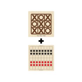 Ahtek ETİCSET214 Ahşap Dama ve Tic-Tac-Toe Akıl Zeka Strateji ve Beceri Oyunları Seti
