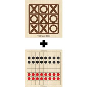 Ahtek ETİCSET214 Ahşap Dama ve Tic-Tac-Toe Akıl Zeka Strateji ve Beceri Oyunları Seti